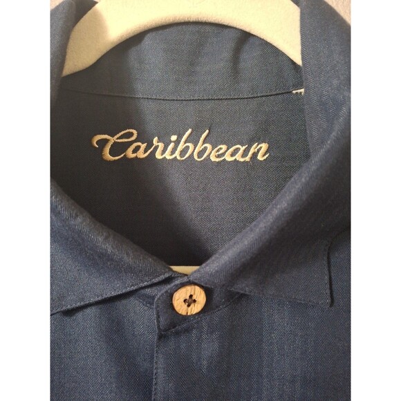 Caribbean Camp Shirt Fly Like an Eagle Shirt Mens XL Blue Pocket Embroidered USA - Picture 4 of 9